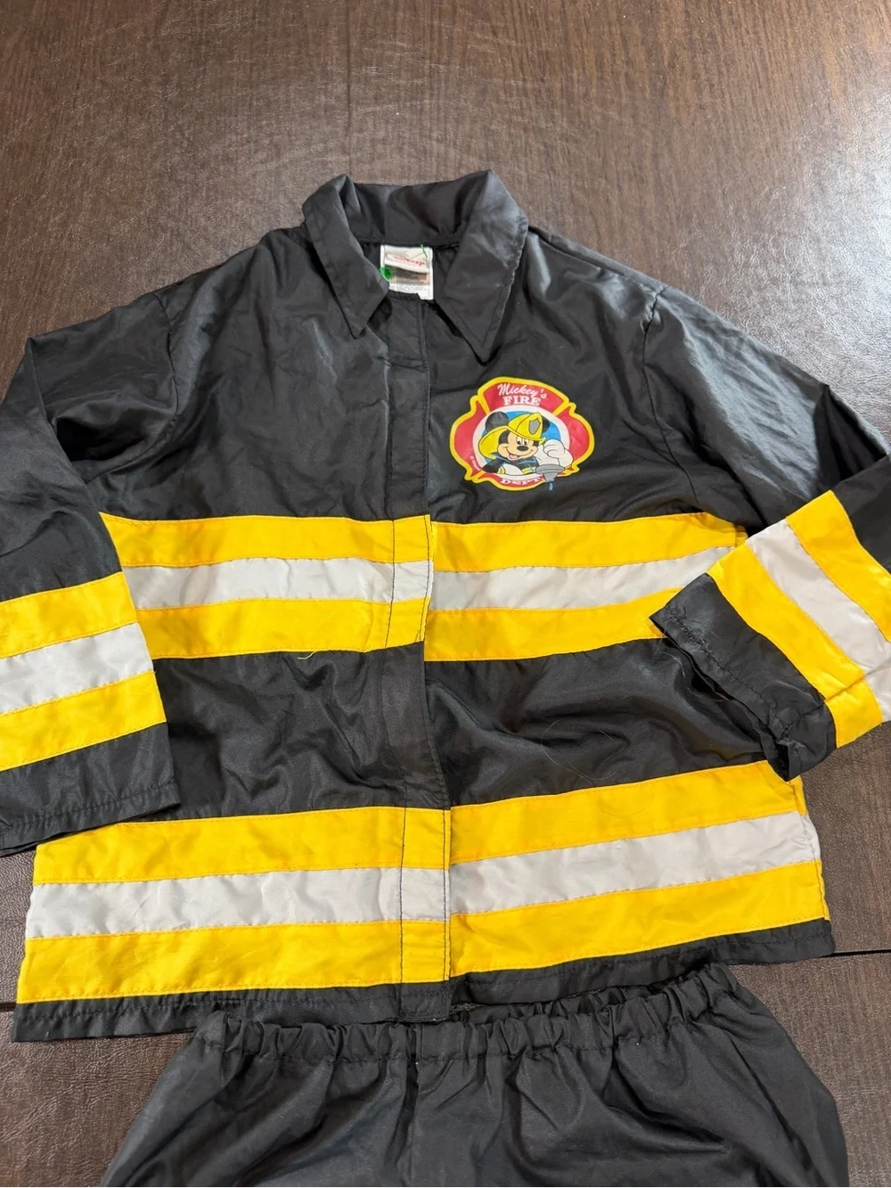 Disney Mickey Mouse Black & Yellow Firefighter Costume with Hat Sz XS